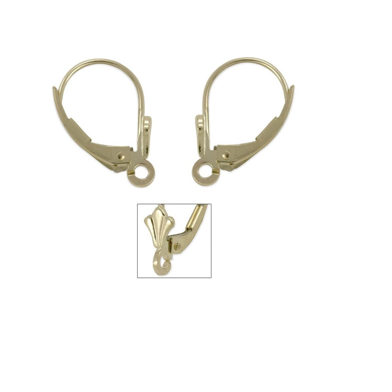 Lever Back Earring with Shell 14 Karat Solid Yellow Gold